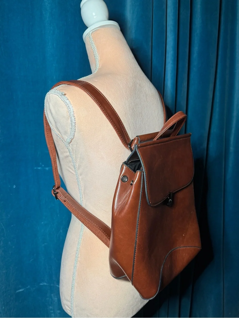 Classic Brown faux Leather Backpack